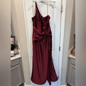Galina Signature Burgundy One Shoulder Formal Gown - Size 12